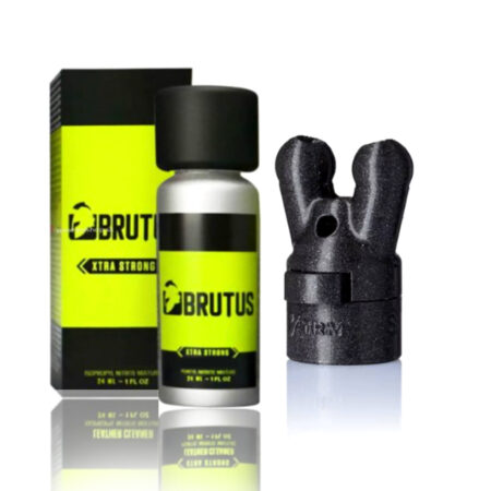 Sniff it Combo! Brutus XTRA Strong 24ml Poppers with Poppers Booster Cap XTRM Double Small Black LEAK PROOF