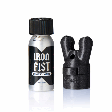 Sniff it Combo! Iron Fist Poppers Black Label 24ml mit Poppers Booster Cap XTRM Double Small Black LEAK PROOF
